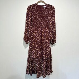 Lost + Wander Floral Long Sleeve Tiered Midi Dress Size Small